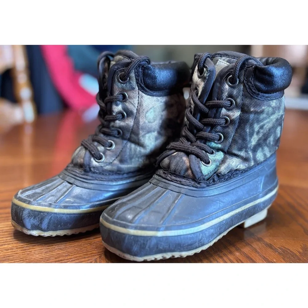 Game‎ Winner Kids Camo Duck Boots Thermolite Insulated Waterproof Size 10